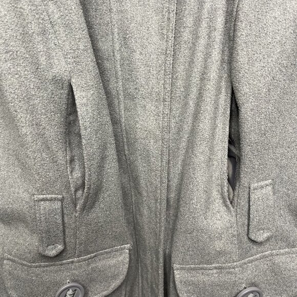 Vintage Caren Sport Gray Wool Blend PeaCoat 3X Button Front Big Collared - Picture 3 of 6